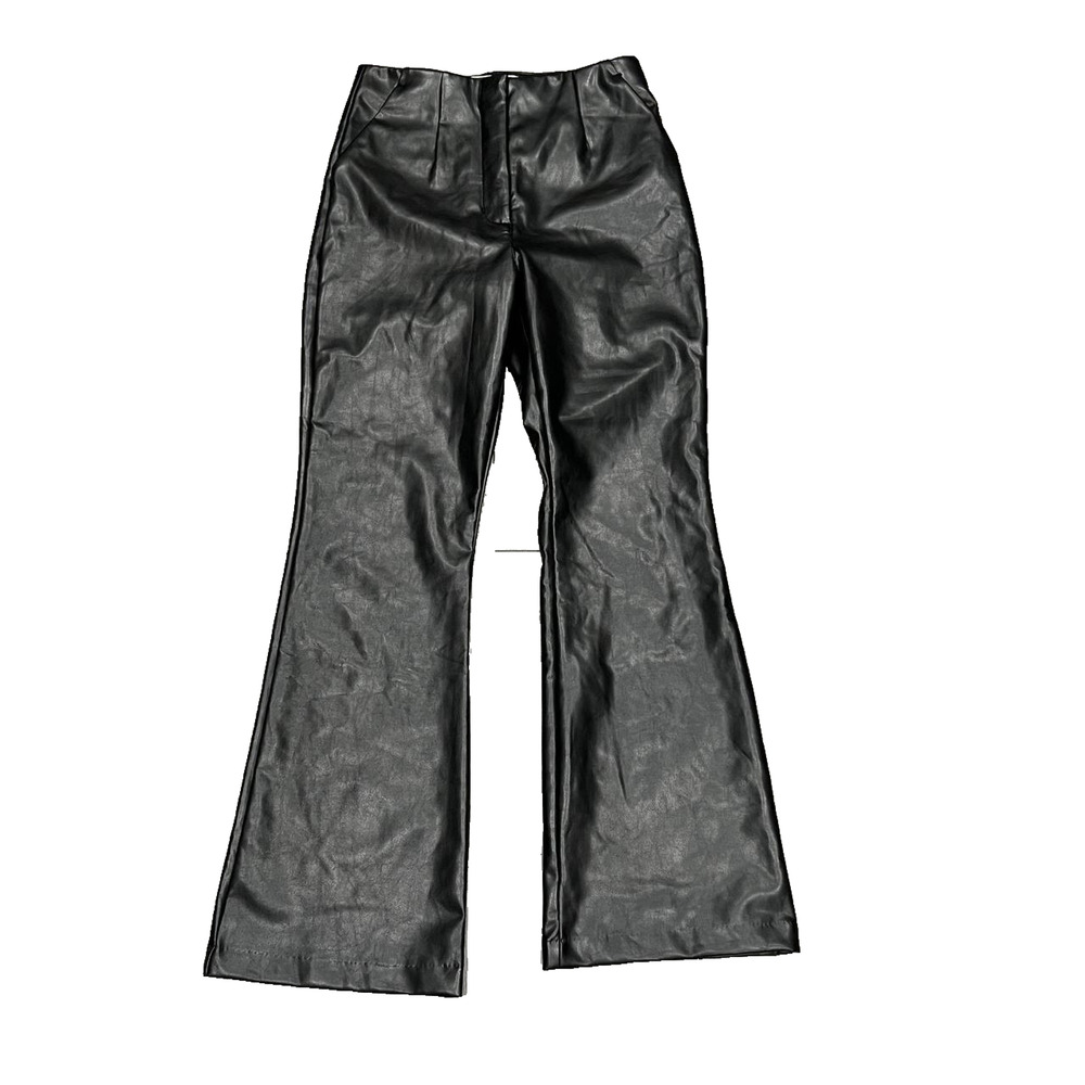 Abercrombie & Fitch Vegan Leather Low Rise Baggy Pant Black Size 28/6 A003658 - Picture 4 of 11